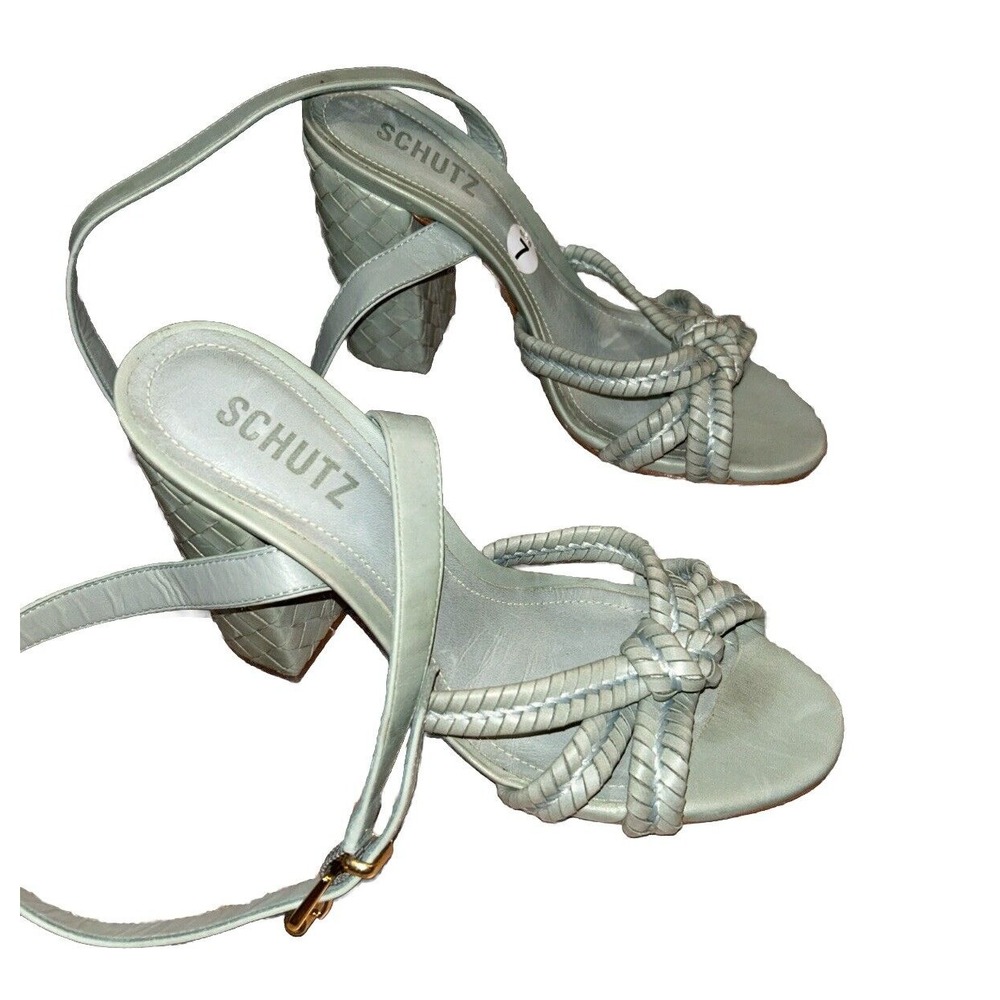 Schutz Kareena Woven Leather Sandal Size 7‎